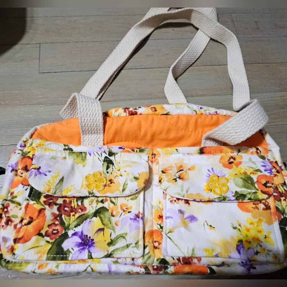 Shirley‎ Shephard Floral Cloth Purse Small Utility Baby Travel Bag 11"x7"x3.5